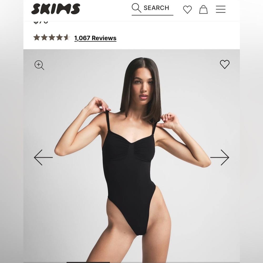 NWOT SKIMS Slim Sculpt Shaping Thong Bodysuit Shapewear, Medium, Black